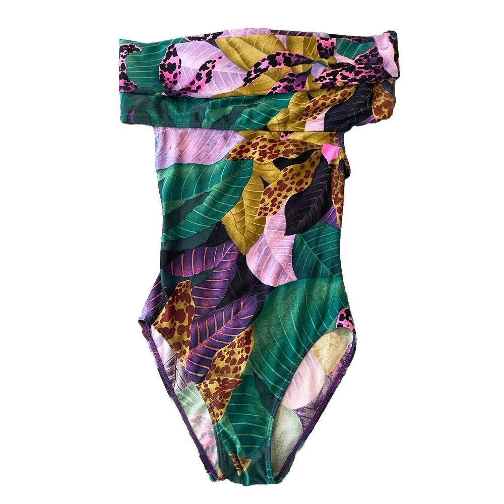 Vintage JEAN-LOUIS SCHERRER COUTURE Floral Off Shoulder Swimsuit Size 38